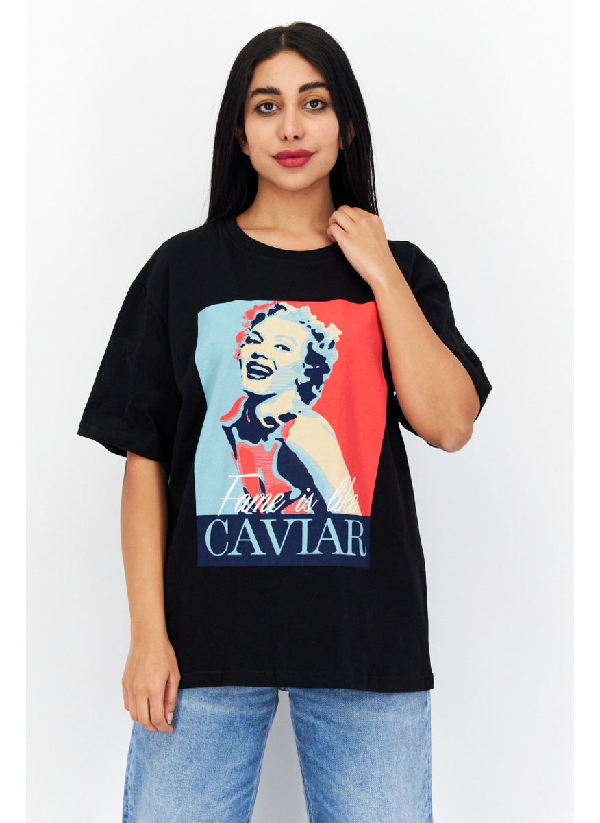 Marilyn Monroe - Women Crew Neck Short Sleeve Graphic T-shirt, Black - Image 1