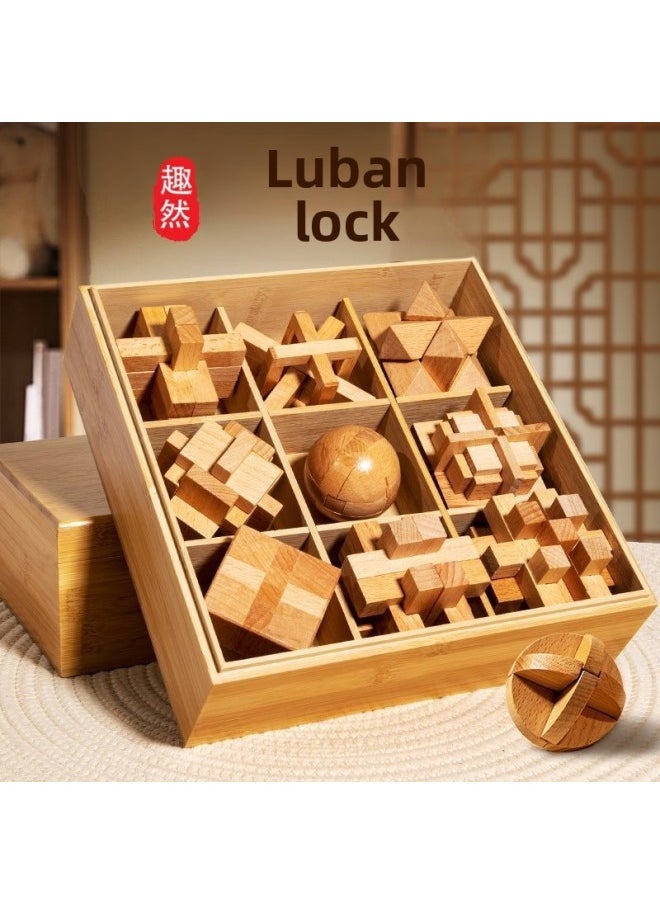 Generic - Lu Ban Lock Kong Ming Lock Full Set Of Primary School Students Beech Wood Children's Intelligence Unlock Toy One-Year-Old Ji Lei De Zhu-Color:If It Is Out Of Stock, Please Do Not Take 3 (the Gift Box Model Will Only Be Available On June 3rd) - Image 1