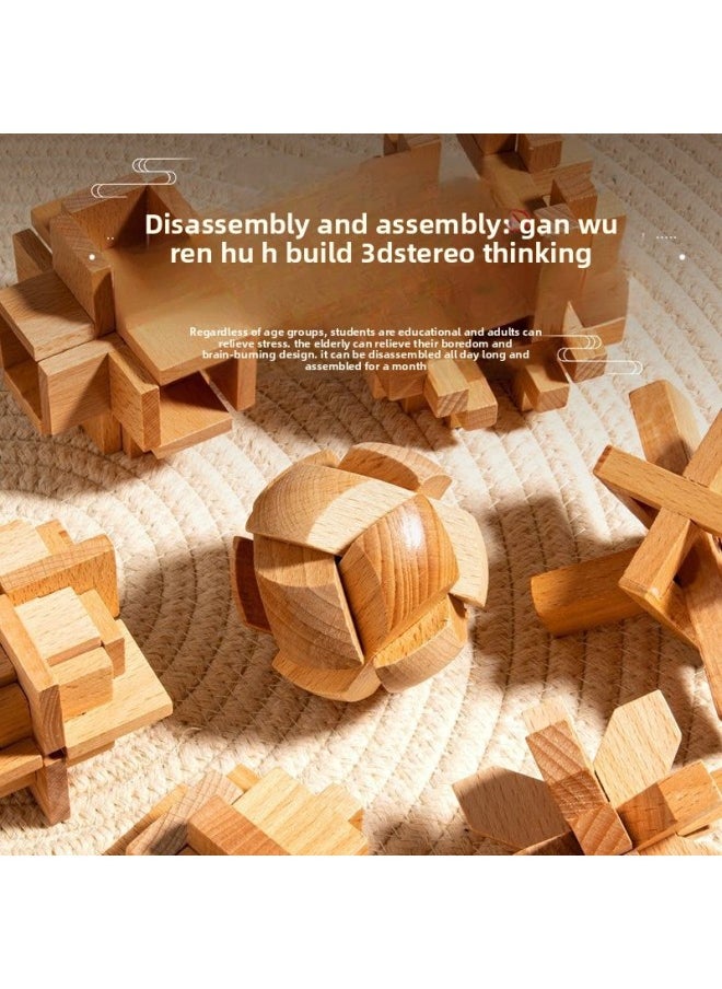 Generic - Lu Ban Lock Kong Ming Lock Full Set Of Primary School Students Beech Wood Children's Intelligence Unlock Toy One-Year-Old Ji Lei De Zhu-Color:If It Is Out Of Stock, Please Do Not Take 3 (the Gift Box Model Will Only Be Available On June 3rd) - Image 1