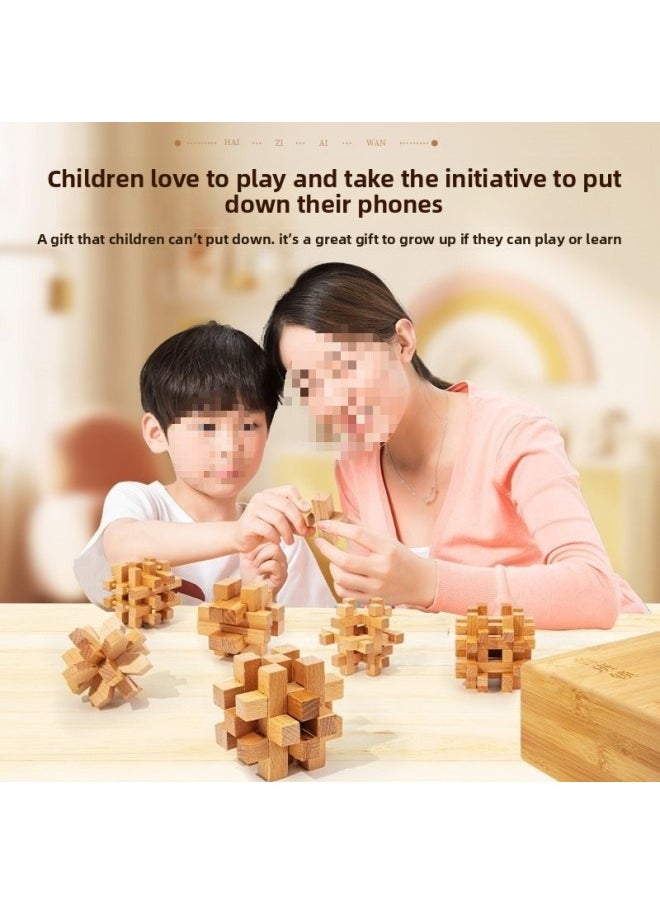 Generic - Lu Ban Lock Kong Ming Lock Full Set Of Primary School Students Beech Wood Children's Intelligence Unlock Toy One-Year-Old Ji Lei De Zhu-Color:If It Is Out Of Stock, Please Do Not Take 3 (the Gift Box Model Will Only Be Available On June 3rd) - Image 1