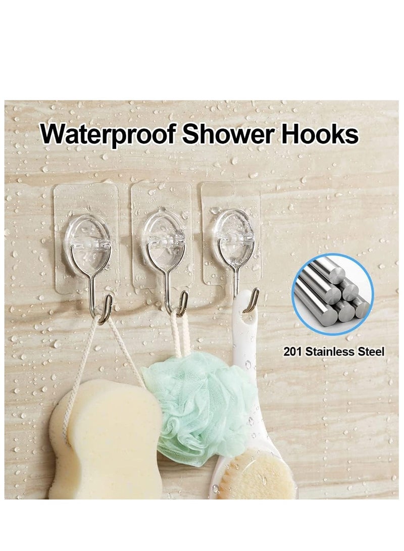 SYOSI Adhesive Hooks Heavy Duty 18PCs Wall Hooks for Hanging Cabinet Hangers without Nails 11lbs Stainless Steel Screw Free Sticker for Wall Mount Shelf Waterproof Rustproof for Bathroom Kitchen  - Image 5