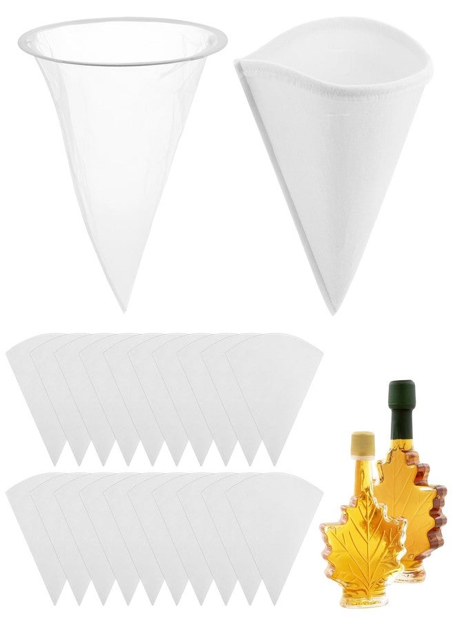 Hlimior 22 Pieces Maple Syrup 1 Qt. Filter Set Includes 1 Pcs Heavy Duty Boiling Filter and 10 Pcs Syrup Pre Filters Non Woven Fabric Cone Strainer for Kitchen Restaurant Cafe Kitchen Food Truck (22) - Image 1