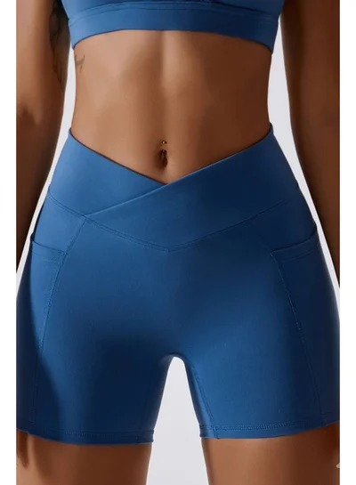 KAWN.YOGA Womens High Waist Contour Workout Sport Yoga Shorts Tummy Control With Pockets.