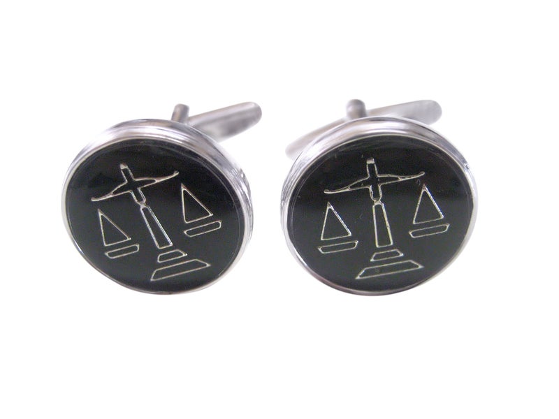 Kiola Designs Black Scale of Justice Cufflinks - Image 3