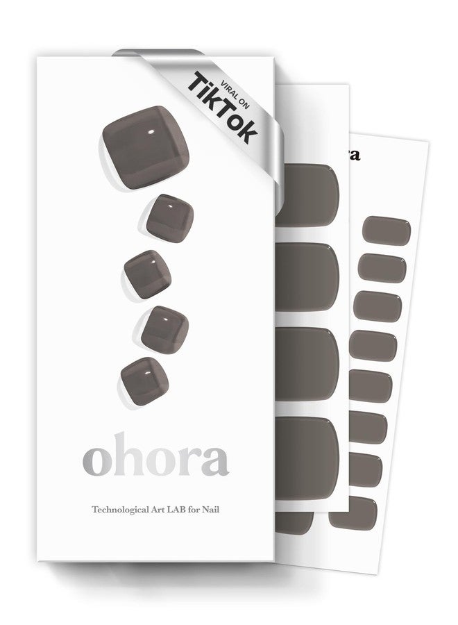 ohora Semi-Cured Gel Pedi Strips 34pcs(P Tint Black) - Includes 16 Solid Color, 14 Accent Wraps, 2 Prep Pads, Nail File & Wooden Stick - Image 1