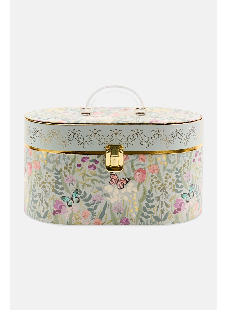 VOTUM - Women Floral Pattern Cosmetics Bag 15 H x 25 L x 13 W cm, Blue Combo - Image 1