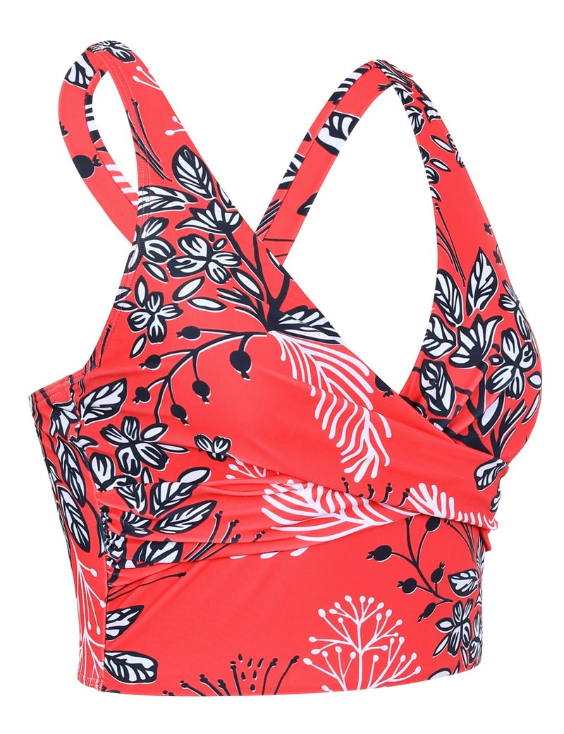 Firpearl Women Underwire Swimsuits for Women Modest Full Converage Bikini Top Crop Swim Top Red Floral 12 - Image 4