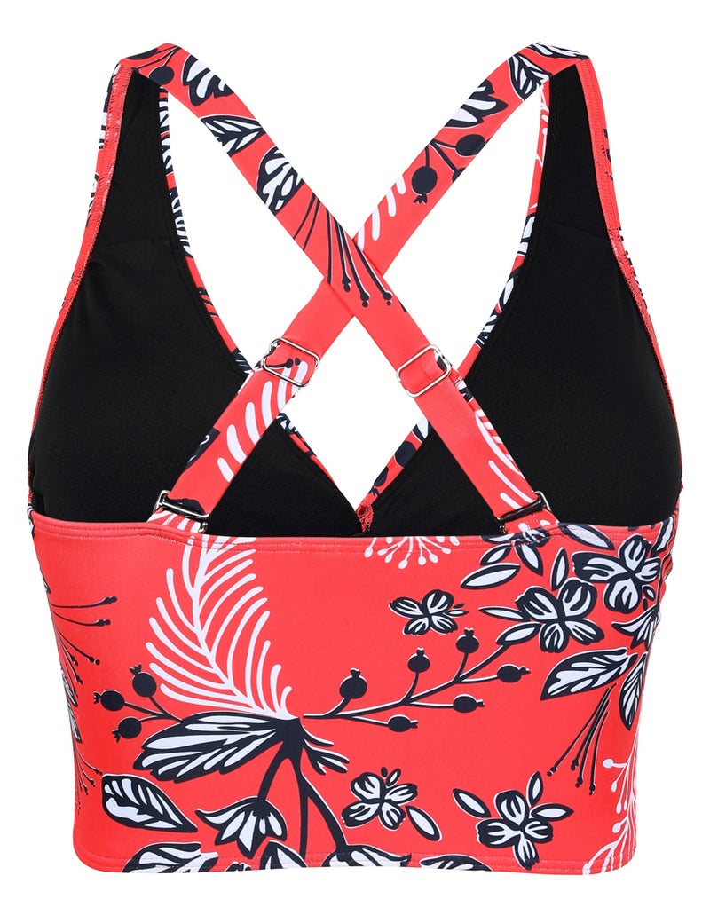 Firpearl Women Underwire Swimsuits for Women Modest Full Converage Bikini Top Crop Swim Top Red Floral 12 - Image 5