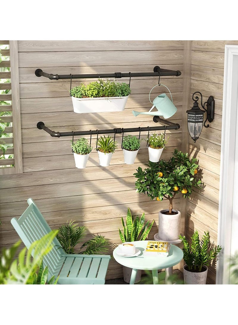 Beauenty Wall Mounted Clothes Rack, Set of 2 Hanging Clothes Rack with 6 Hooks, 92CM Space-Saving Industrial Pipe Garment Rack Heavy Duty Detachable Clothing Bar Multi-Purpose Hanging Rod for Closet - Image 3