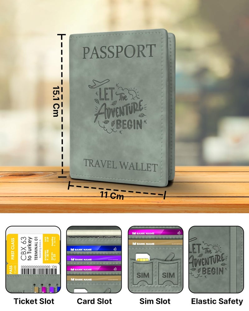 FEDUS Faux Leather Premium Passport Holder for Men and Women Passport Cover Case Wallet with Credit/Debit Card, Boarding Pass Slots, RFID Protected Travel Document Accessories Organiser - Image 2