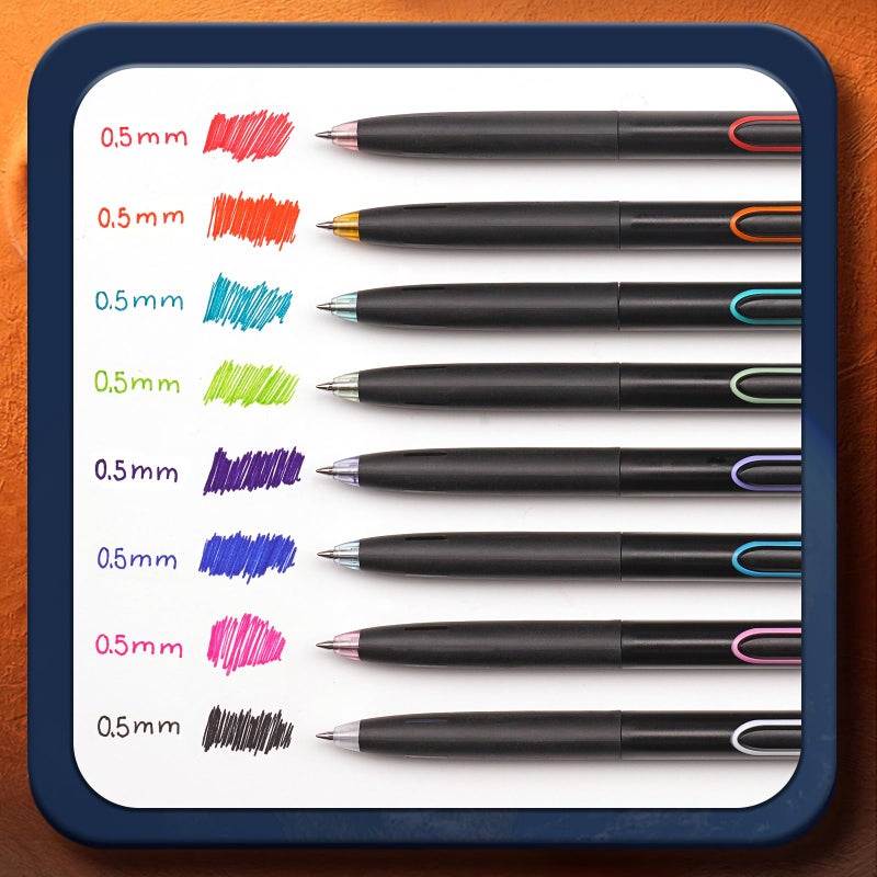 WRITECH Retractable Gel Ink Pens: 0.5mm Fine Point Pen Multicolor No Smear & Smudge for Journaling Sketching Drawing Extra Smooth Writing Non Bleed Silent Click Pen Set 8ct - Assorted Colors - Image 2