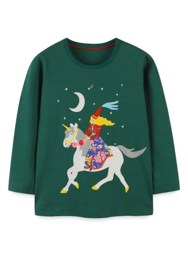 YUNIQEE Green Printed Long Sleeve Crew Neck T-Shirt