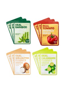 FARMSTAY FARMSTAY Real Essence Mask12Combo  Calamansi Sheabutter Tomato Bamboo  Korean Skin Care Mask Sheet 