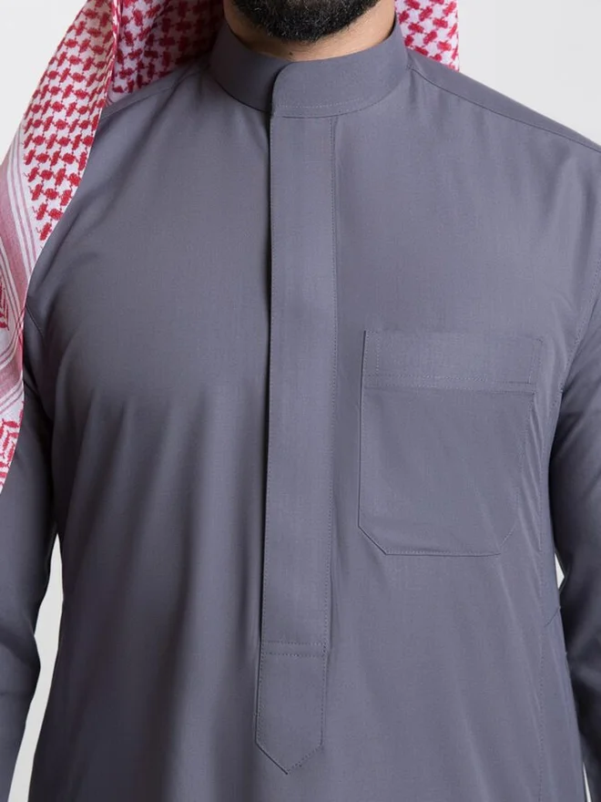 Alshiaka Grey Men Classic Summer Thobe, Grey - 57inches for Men | Best Price UAE