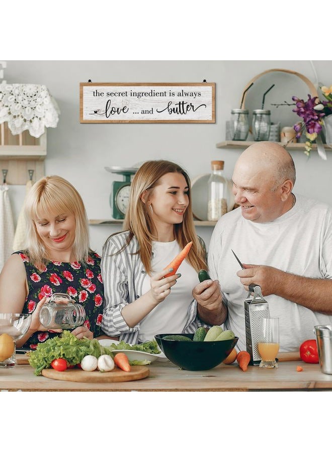 Jetec The Secret Ingredient Is Always Love and Butter Sign Funny Wood Kitchen Sign Funny Farmhouse Wall Decor Rustic Kitchen Wall Decoration, 15.7 x 4.7 Inch(Light Brown) - Image 5