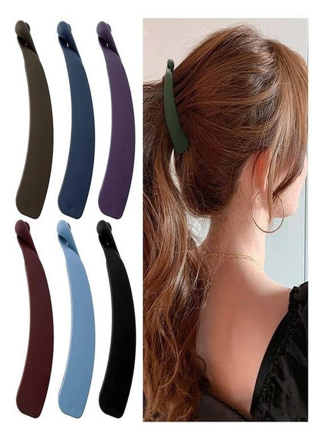 QUILBOOL Banana Hair Clips For Women Thin Hair,Strong Holder 4.3" Large Ponytail Matte Cute Banana Clip Hairs,No Slip Girl Ladies Fashionable Beauty Clamp Clasp Clip, Multi Color. (6 pc, Multi Color) - Image 4