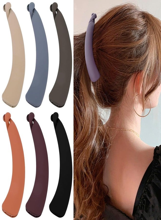 QUILBOOL Banana Hair Clips For Women Thin Hair,Strong Holder 4.3" Large Ponytail Matte Cute Banana Clip Hairs,No Slip Girl Ladies Fashionable Beauty Clamp Clasp Clip, Multi Color. (6 pc, Multi Color) - Image 1