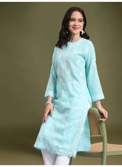 Alaya Hand Embroidered Chikankari Cotton Kurta-AL3999