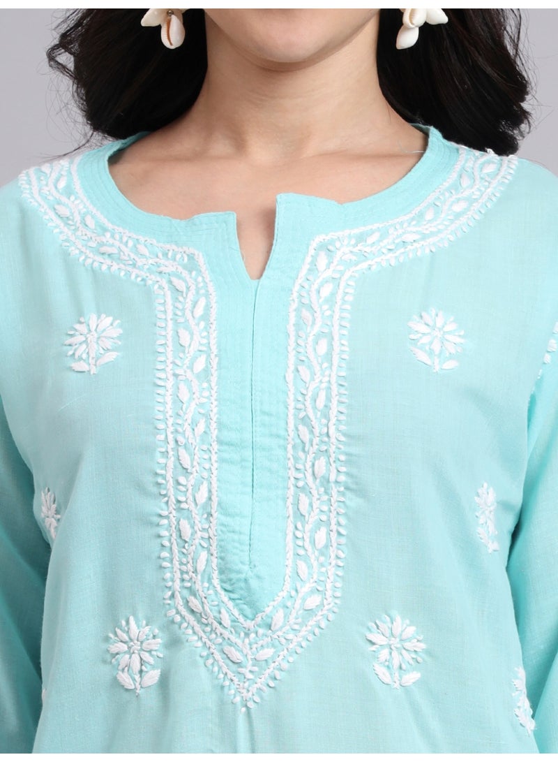 Alaya Hand Embroidered Chikankari Cotton Kurta-AL3999 - Image 3