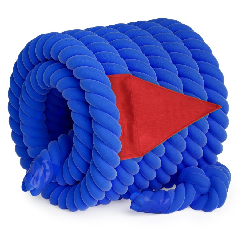 X XBEN Tug of a War Rope for Kids and Adult, 25FT Tag o War Ropes with Flag for Outdoor, Outside Carnival, Lawn, Field, Team Building Game, Safety Cord for School and Church, Blue - Image 1