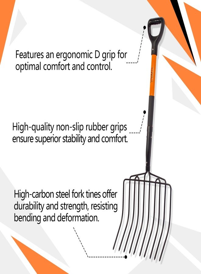 VNIMTI Pitch Fork for Gardening, 10 Tines Wide Pitch Fork with Fiberglass Handle, Heavy Duty Pitch Fork for Bedding, 45 Inches - Image 3