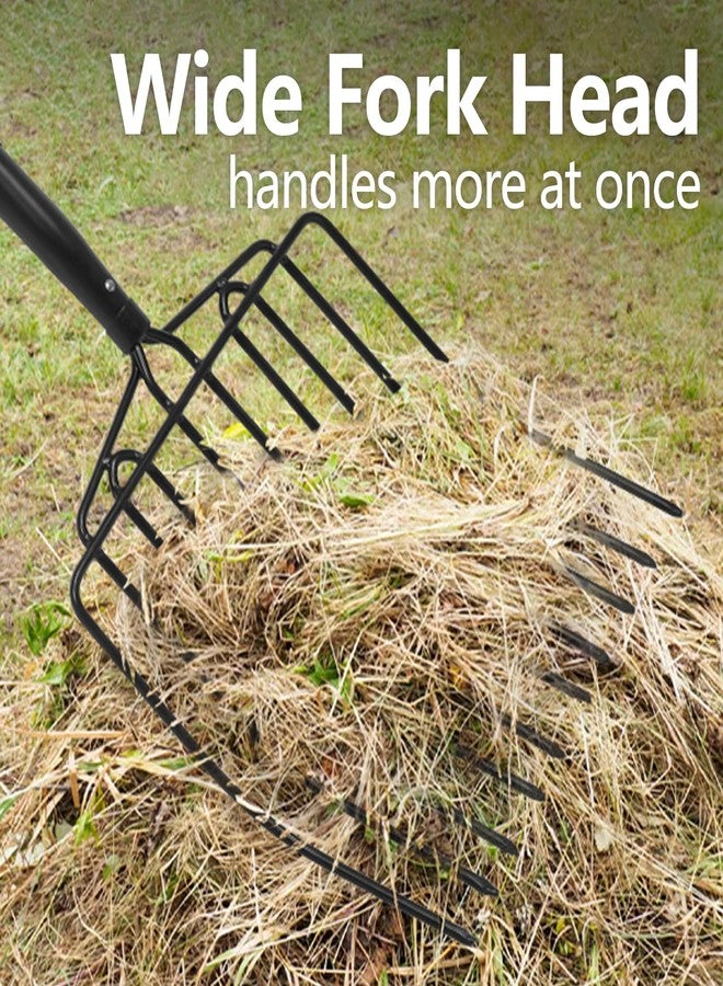 VNIMTI Pitch Fork for Gardening, 10 Tines Wide Pitch Fork with Fiberglass Handle, Heavy Duty Pitch Fork for Bedding, 45 Inches - Image 2
