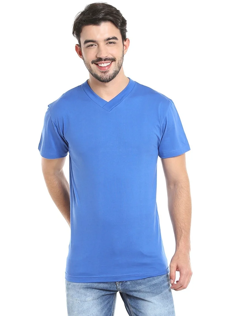BYC MEN'S V-NECK COTTON T-SHIRT (PACK OF 3) - BLUE