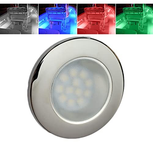 Wave One Marine Flush Mount 2.75" RGBW Internal Driver LED Courtesy Boat Light | RV Accent | Interior Exterior Deck Transom Cockpit T Top | Waterproof IP67 (Stainless Bezel) - Image 1