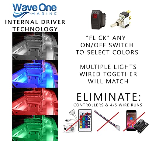 Wave One Marine Flush Mount 2.75" RGBW Internal Driver LED Courtesy Boat Light | RV Accent | Interior Exterior Deck Transom Cockpit T Top | Waterproof IP67 (Stainless Bezel) - Image 3