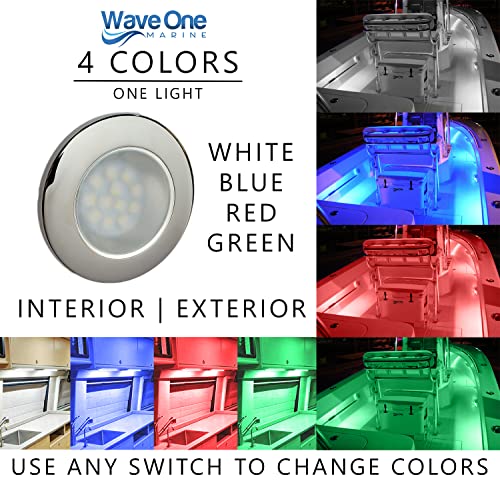 Wave One Marine Flush Mount 2.75" RGBW Internal Driver LED Courtesy Boat Light | RV Accent | Interior Exterior Deck Transom Cockpit T Top | Waterproof IP67 (Stainless Bezel) - Image 2