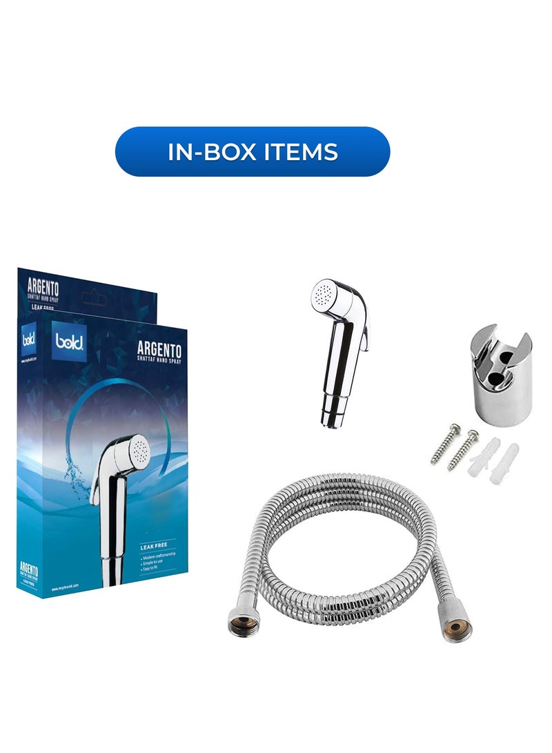 Bold Argento Bidet Shattaf – ABS Plastic Handheld Adjustable Bidet sprayer – Chrome Finish – Muslim Bidet with Hot & Cold Water Control – G1/2 Connector – Low Water Pressure Compatible – Silver - Image 5