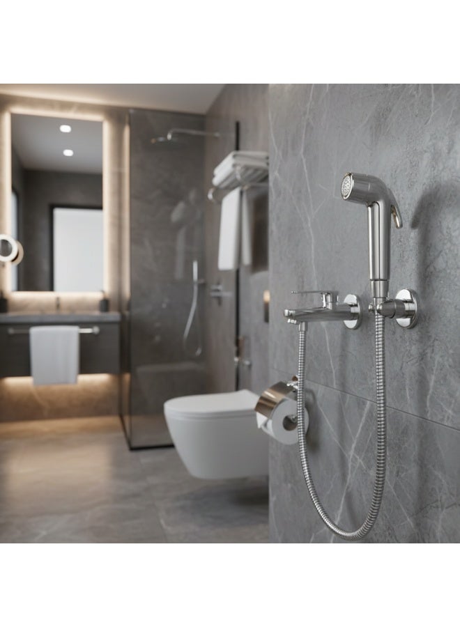 Bold Argento Bidet Shattaf – ABS Plastic Handheld Adjustable Bidet sprayer – Chrome Finish – Muslim Bidet with Hot & Cold Water Control – G1/2 Connector – Low Water Pressure Compatible – Silver - Image 2