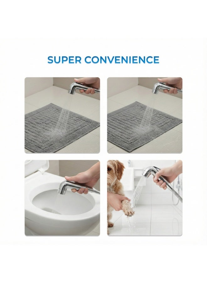 Bold Argento Bidet Shattaf – ABS Plastic Handheld Adjustable Bidet sprayer – Chrome Finish – Muslim Bidet with Hot & Cold Water Control – G1/2 Connector – Low Water Pressure Compatible – Silver - Image 3