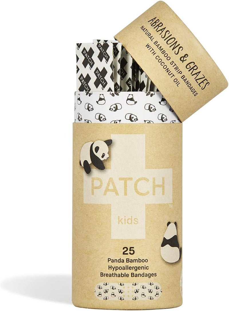 Patch Kids Kid Design Pandas Bamboo  Coconut Oil Adhesive Bandage Sterile 75 x 3 25 Container - Image 1