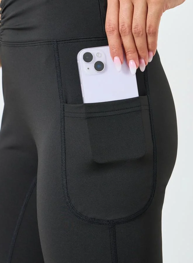 Styli Active  Women Front Ruched Flare Leggings for Women | Best Price UAE