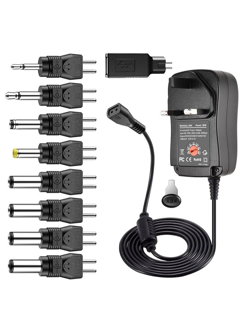 MUXUE Multi Voltage Power Adapter, Reversible Polarity 30W Universal 3V 4.5V 5V 6V 7.5V 9V 12V Power Supply Adapter Charger for Keyboard Routers Speakers Pedals CCTV Cameras TV Box Audio - Image 1