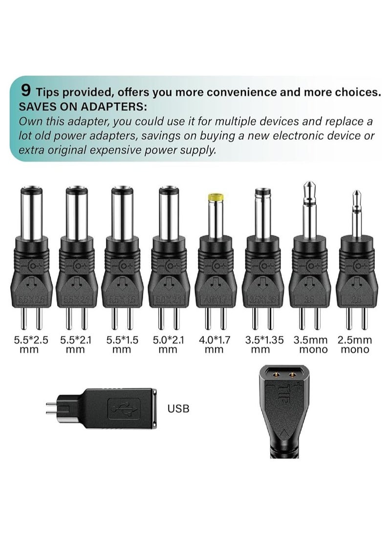 MUXUE Multi Voltage Power Adapter, Reversible Polarity 30W Universal 3V 4.5V 5V 6V 7.5V 9V 12V Power Supply Adapter Charger for Keyboard Routers Speakers Pedals CCTV Cameras TV Box Audio - Image 4
