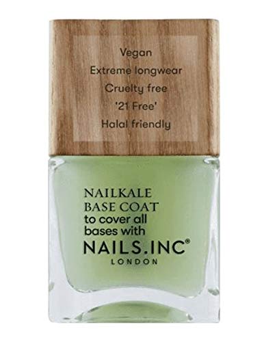 Nails Inc Plant Power NailKale Kale Extract Base Coat Glossy No Chip Long Lasting Quick Dry Air Dry Professional Manicures Pedicures Fingernails Toenails Vegan Nail Polish 047 Fl Oz