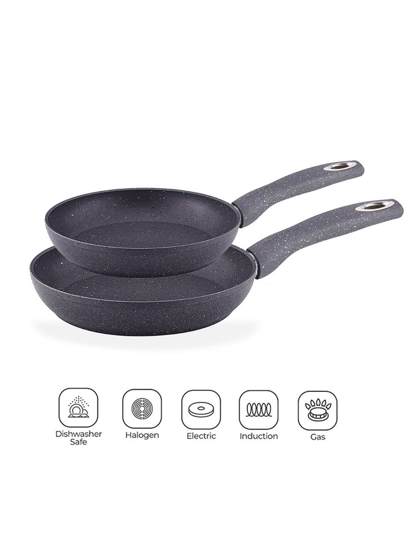 Hascevher StoneCo Frypan Set – 2PC (24cm & 28cm) Durable Granite Coating Compatible with All Stovetops  - Image 2