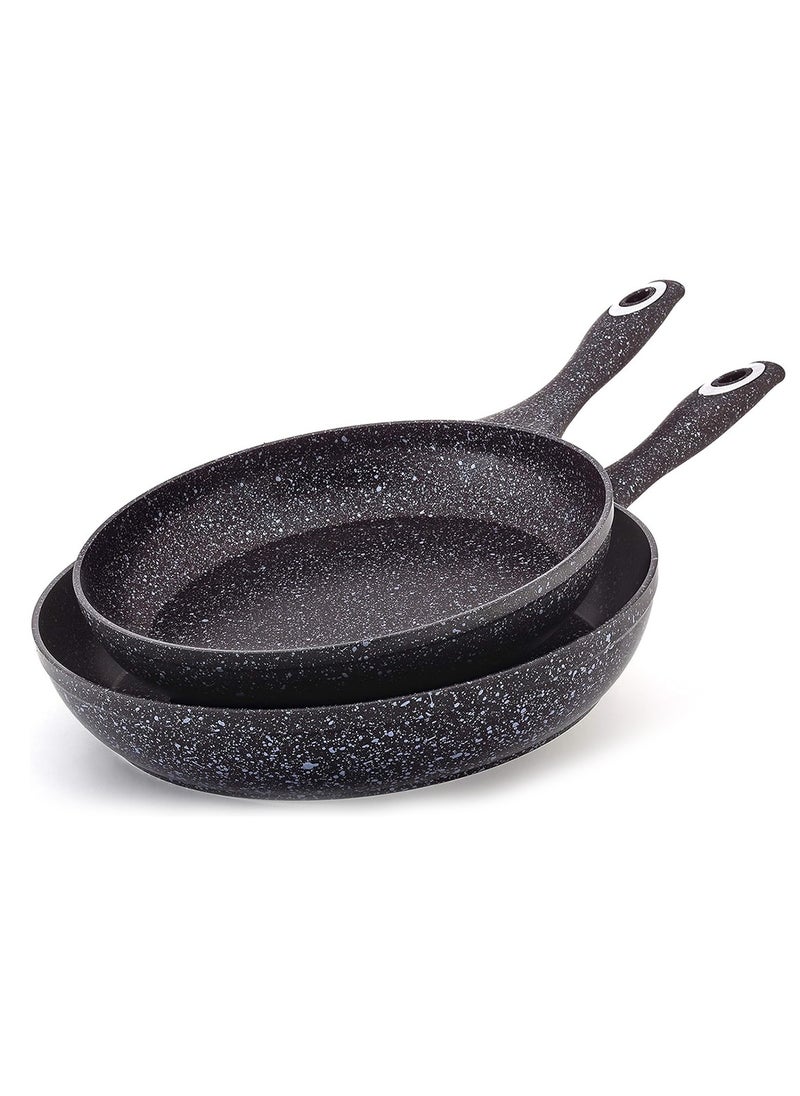 Hascevher StoneCo Frypan Set – 2PC (24cm & 28cm) Durable Granite Coating Compatible with All Stovetops  - Image 1