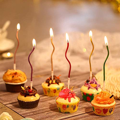 Infispace® Twisty Metallic Long Spiral Candles with Stand- Pack of 6 (Silver) - Image 3