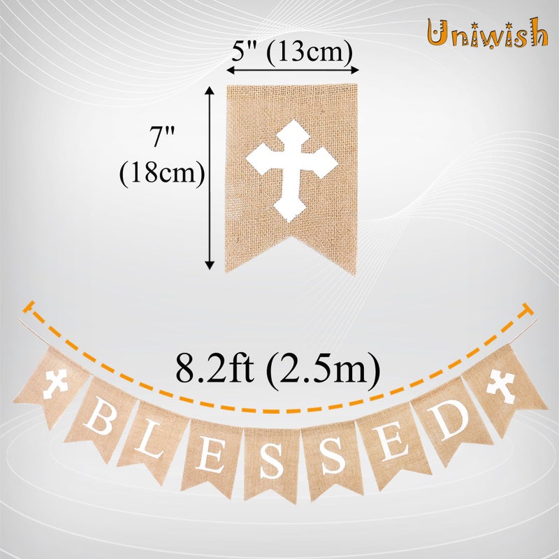 Uniwish لافتة برباط محظوظ من يونيواش لزينة عيد الفصح والمعمودية وزينة المنزل ومدفأة الديكور لافتة عتيقة ريفية للزينة الحفلات - Image 3