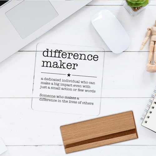 Oqtumes Appreciation Gifts for Leader Boss Mentor Coworker Teacher Difference Maker Gift Difference Maker Definition Clear Desk Decorative Sign Acrylic Sign With Wooden Stand for Desk Table Shelf - Image 5