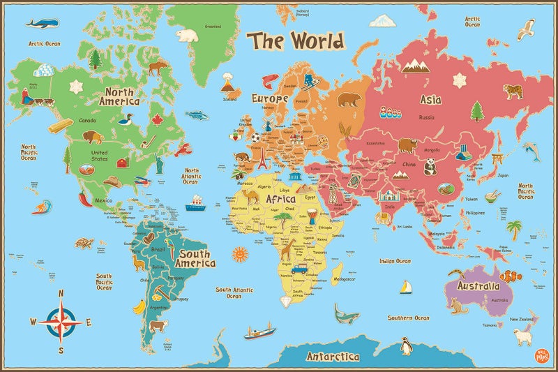 WALLPOPS Wall Pops WallPops WPE0624: Kids World Dry Erase Map Decal - Image 1