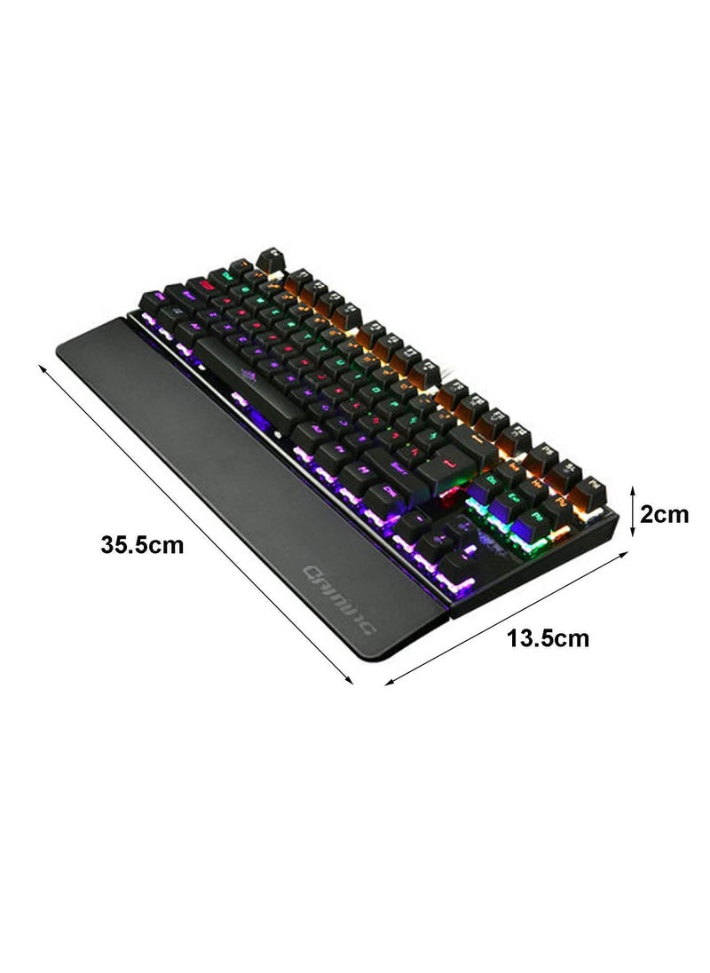 Generic - Backlit Gaming Genuine Mechanical laptop desktop Keyboard Anti-ghosting Luminous 87 LED color Metal Wired Keyboard - Image 1