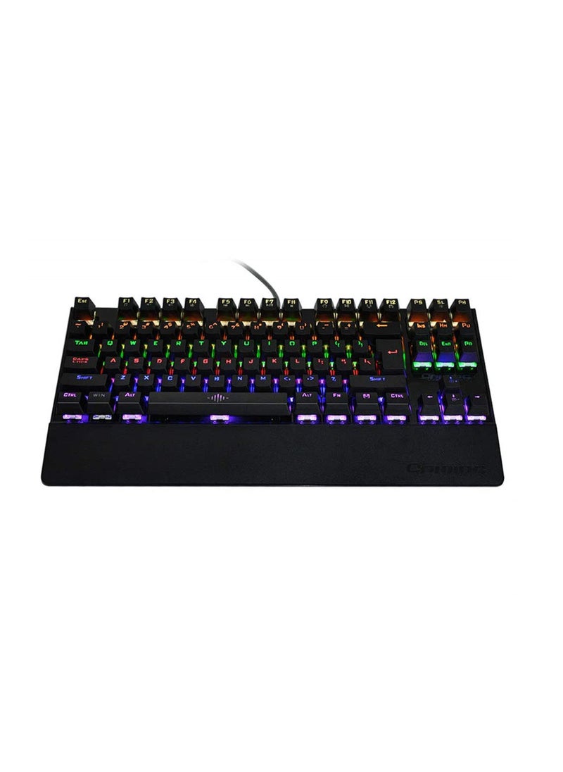 Generic - Backlit Gaming Genuine Mechanical laptop desktop Keyboard Anti-ghosting Luminous 87 LED color Metal Wired Keyboard - Image 1
