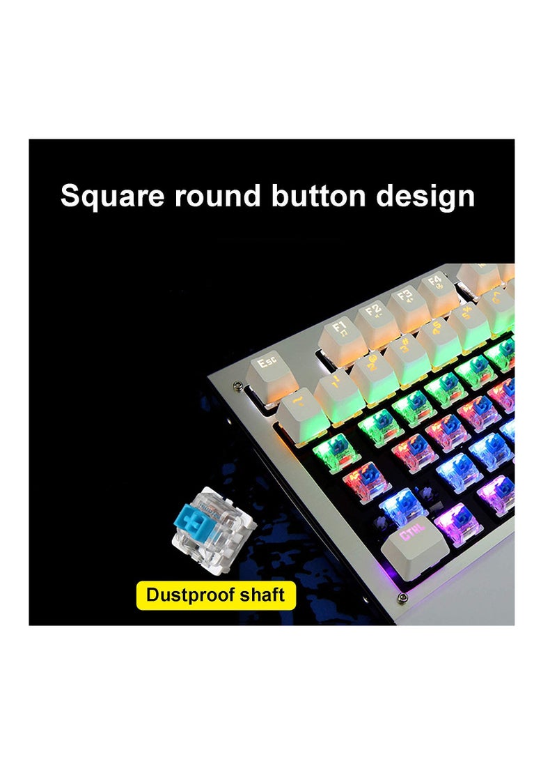 Generic - Backlit Gaming Genuine Mechanical laptop desktop Keyboard Anti-ghosting Luminous 87 LED color Metal Wired Keyboard - Image 1