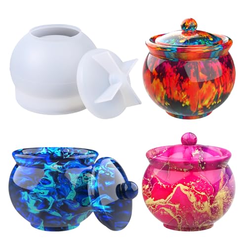 Juome Jar Resin Molds Silicone, Large Jars Silicone Molds with Lid for Epoxy Resin Casting, Resin Mold for DIY Jewelry Storage Box, Candy Container, Home Decoration - Image 1