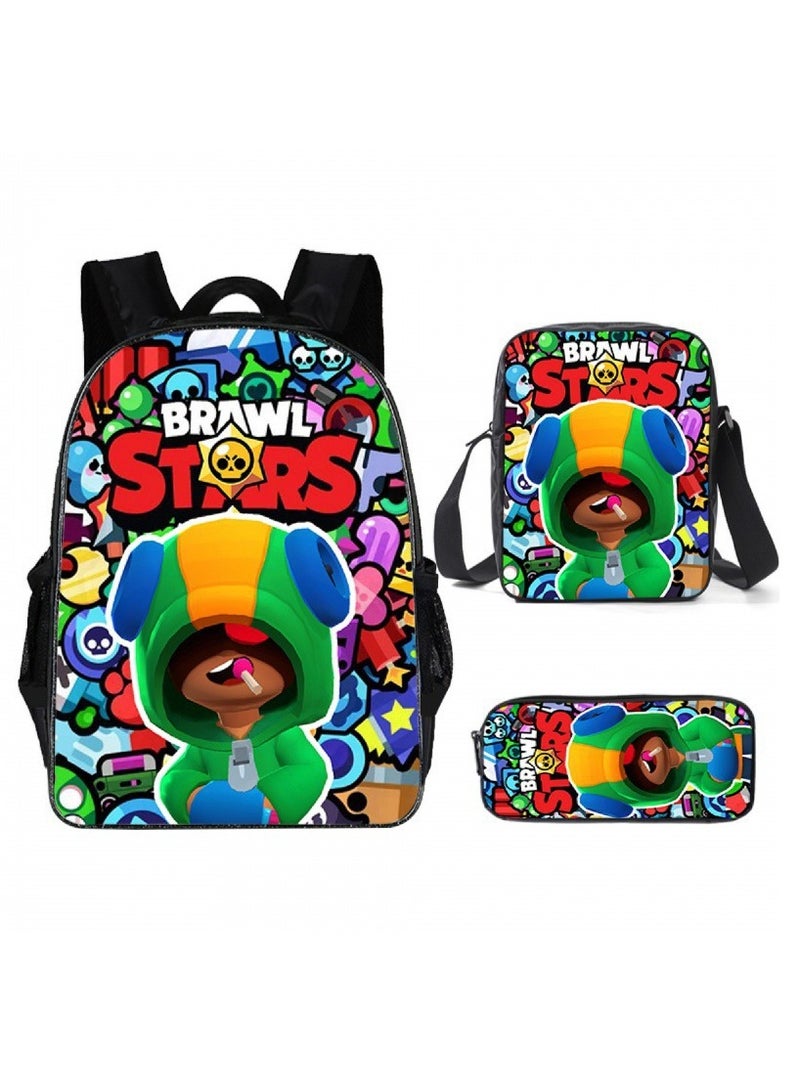 Brawl Stars Student Cartoon Anime Backpack Three-Piece Set 29*16*42cm