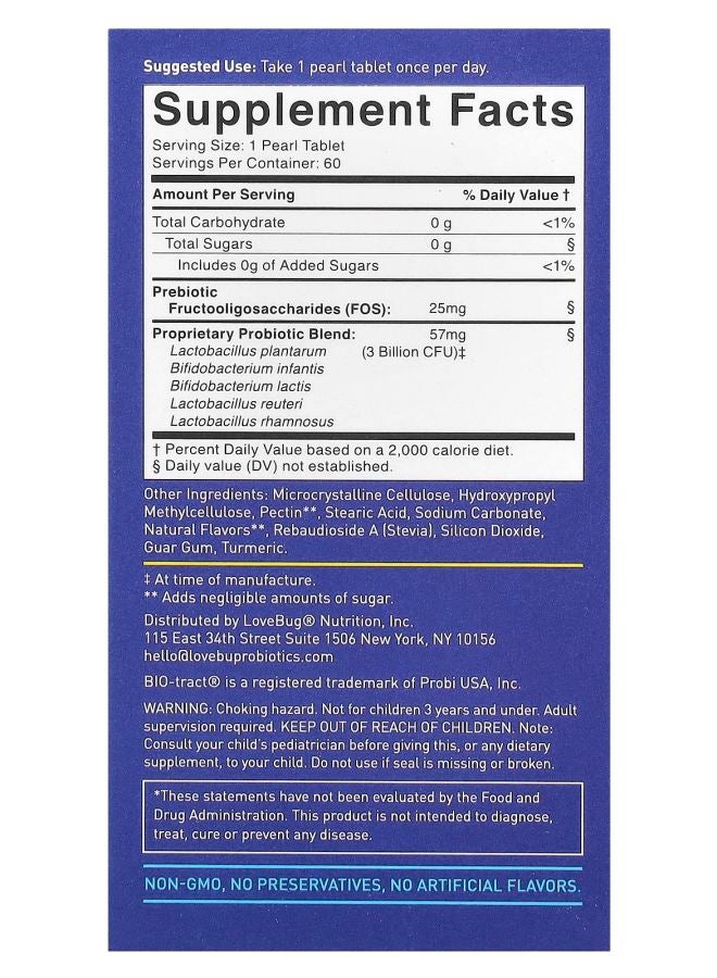 LoveBug Probiotics Kids Probiotics Pearls 4+ Years 3 Billion CFU 60 Easy To Swallow Pearls - Image 2